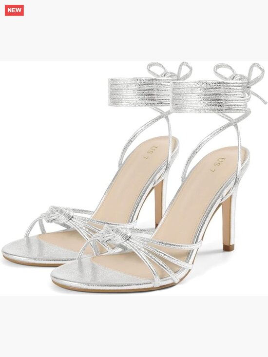 Faux Leather Strappy Lace Up Heels Knot Strappy Lace Up Stiletto Heel Sandals Faux Leather Open Toe